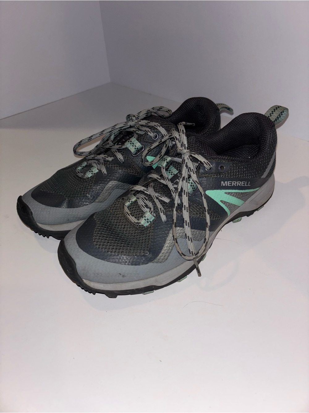 Merrell Women's Black Trail Sneakers with Mint Highlights